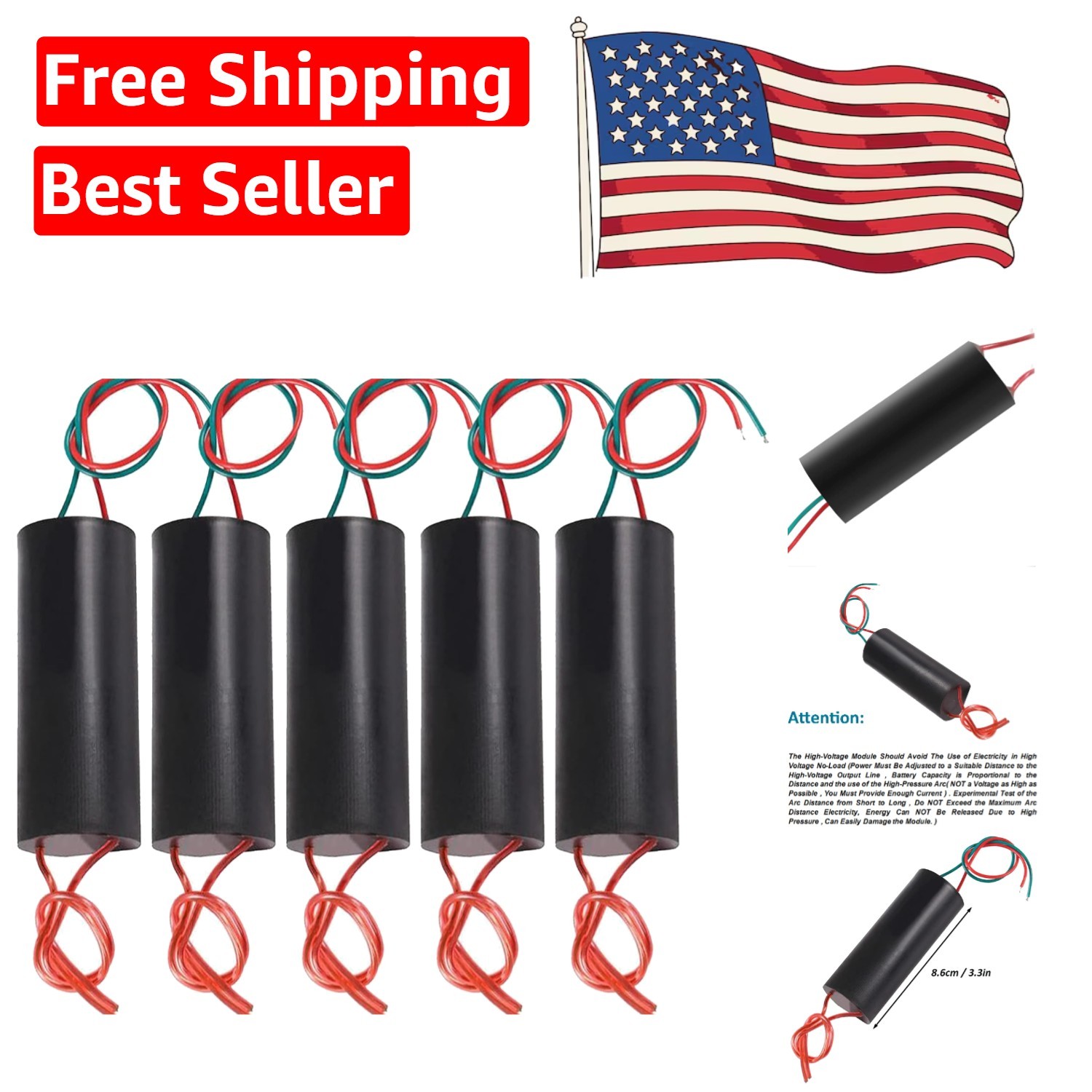 High Voltage Transformer Set – 5pcs, Easy Connect DC 6-12V Pulse Generators