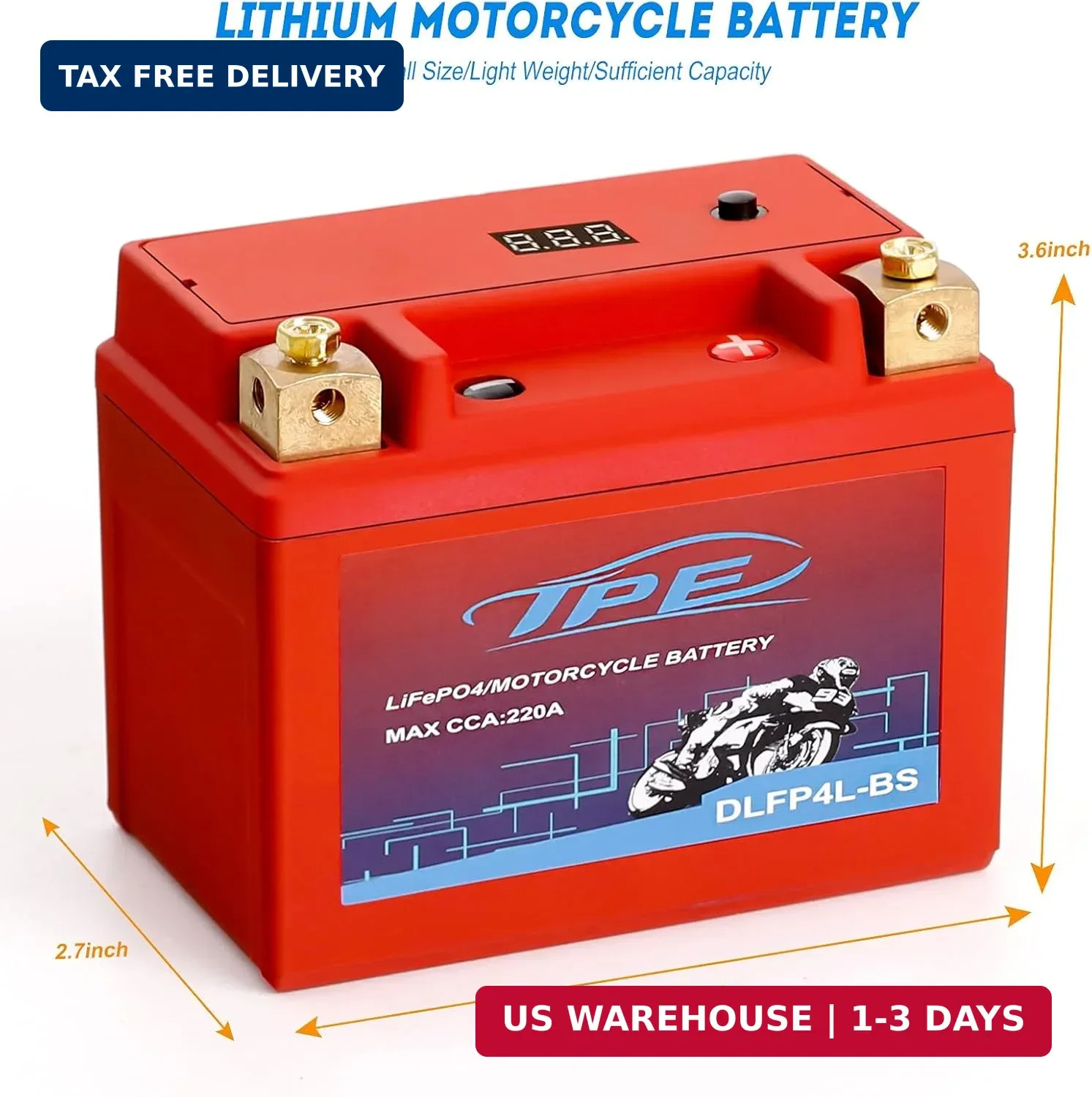 TPE Lithium Motorcycle Powersport Battery LiFePO4 Engine Start Battery 12.8V 2.5
