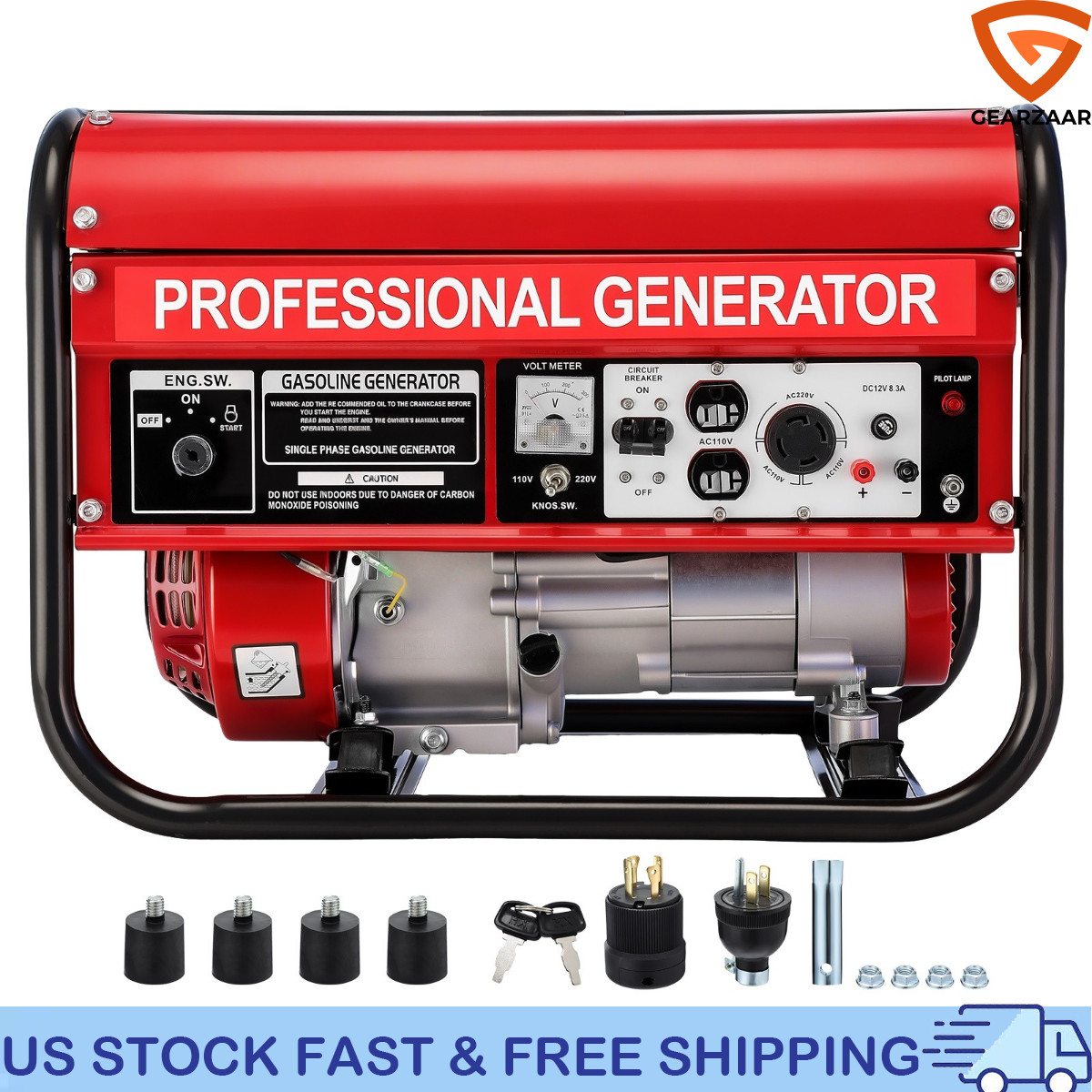 5000W Portable Inverter Generator Gas Powered Quiet for Home Backup Construction