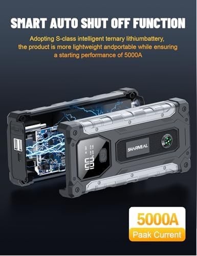 Arrancador Portatil 5000A Para Auto 12V 10L Gas 9L Diesel Bateria Luz Emergentes