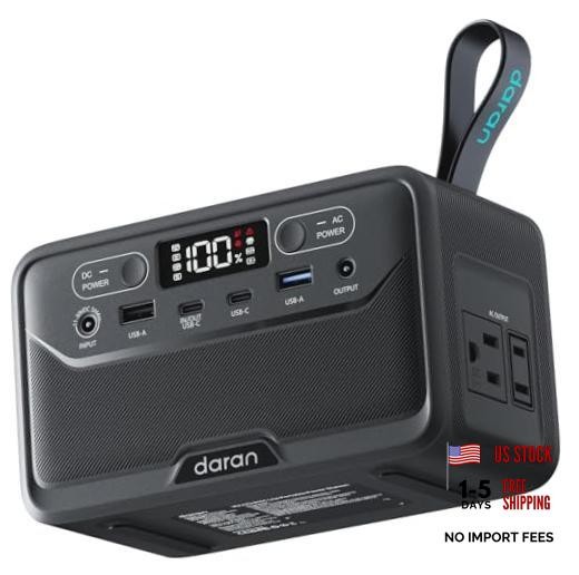 2026 Portable Power Station 89.6Wh LiFePO4 Battery, Solar Power Bank with Black