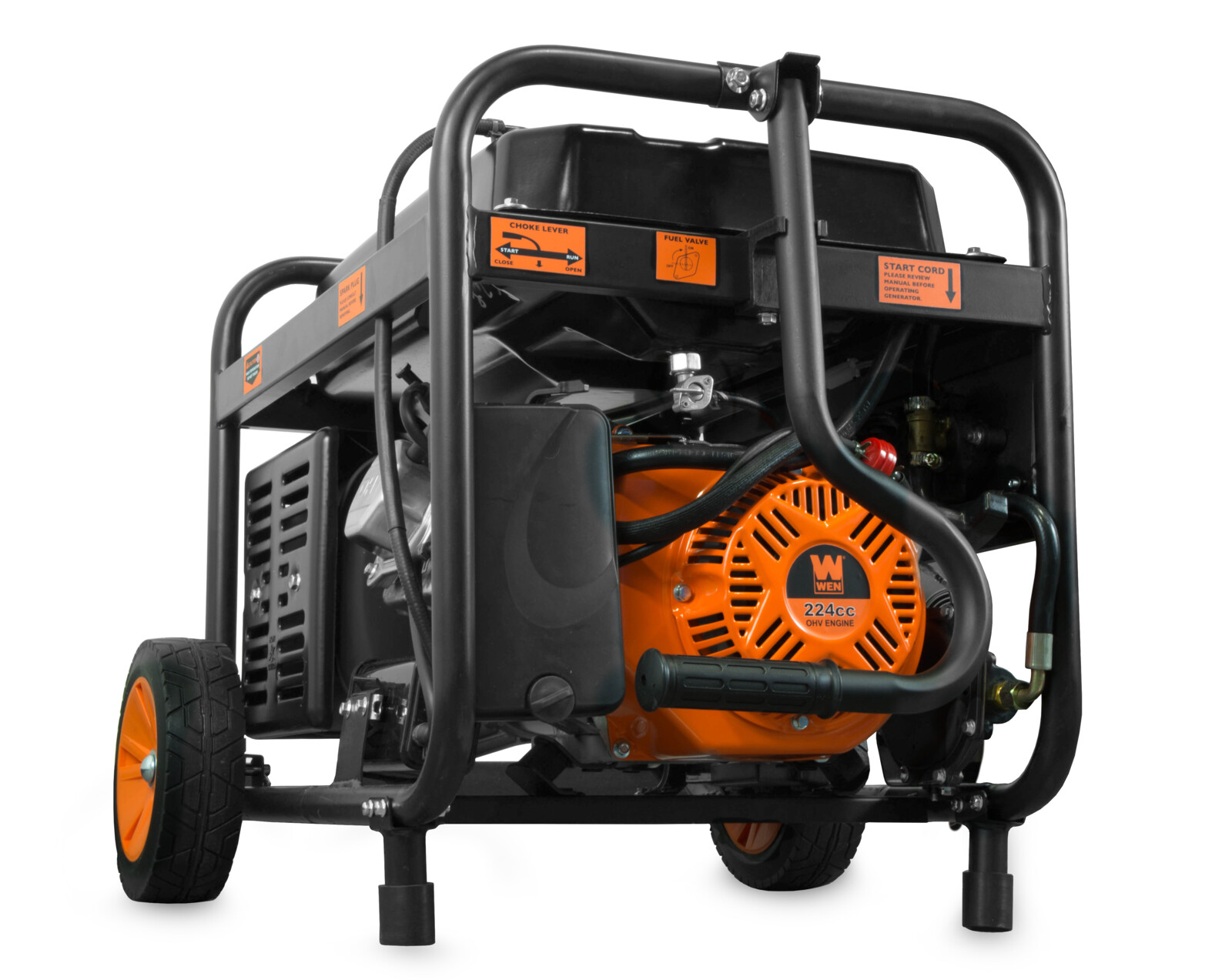WEN 4750-W Hybrid Dual Fuel Gas Portable Electric Start Generator with Wheel Kit