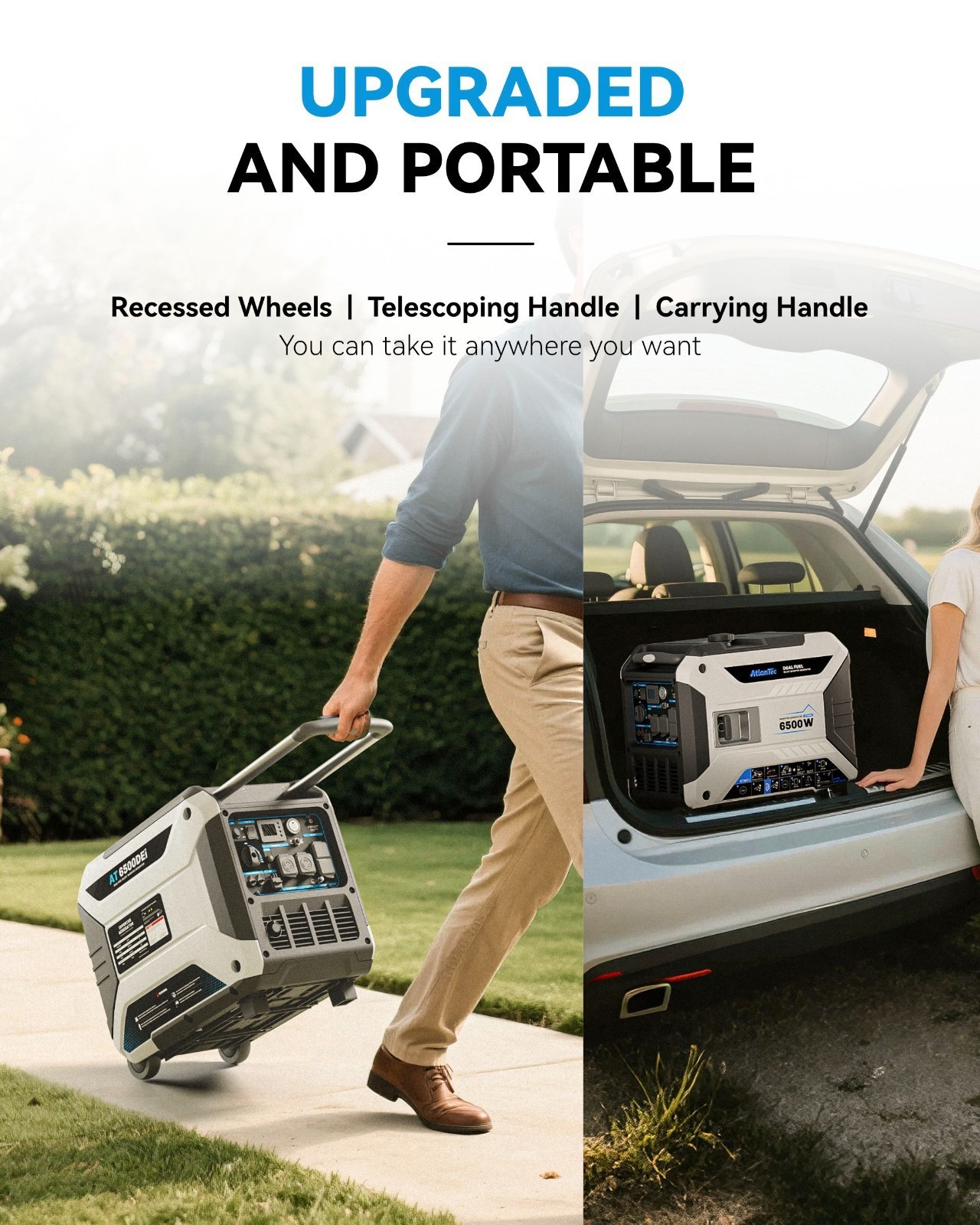 Quiet Portable 6500W Inverter Generator 4-Stroke 11L Remote Start For Jobsite