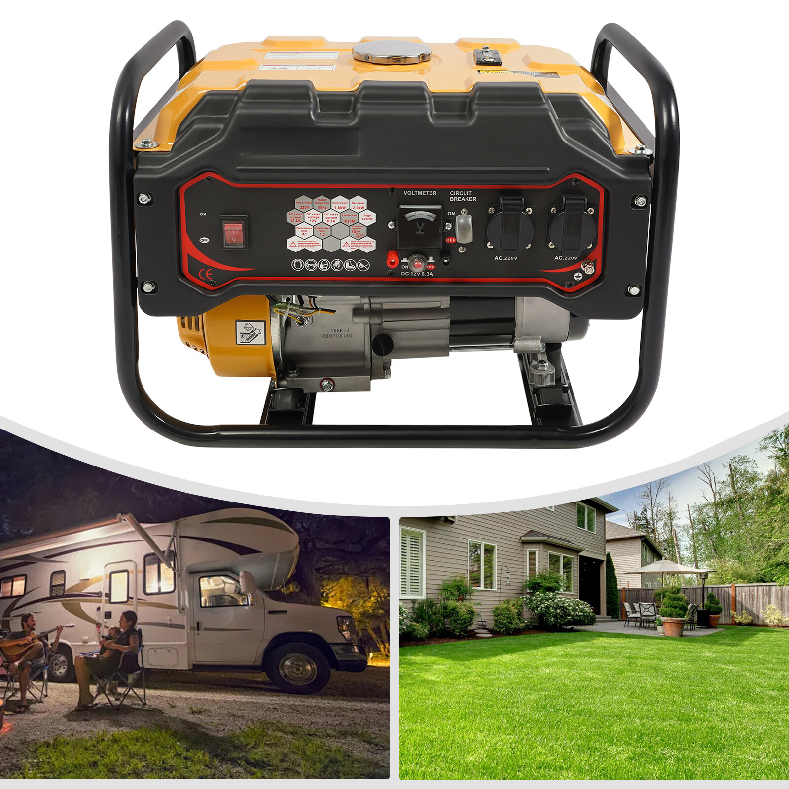 1.8KW 6.5HP 4-Stroke Gasoline Generator Single Cylinder Portable Power Generator