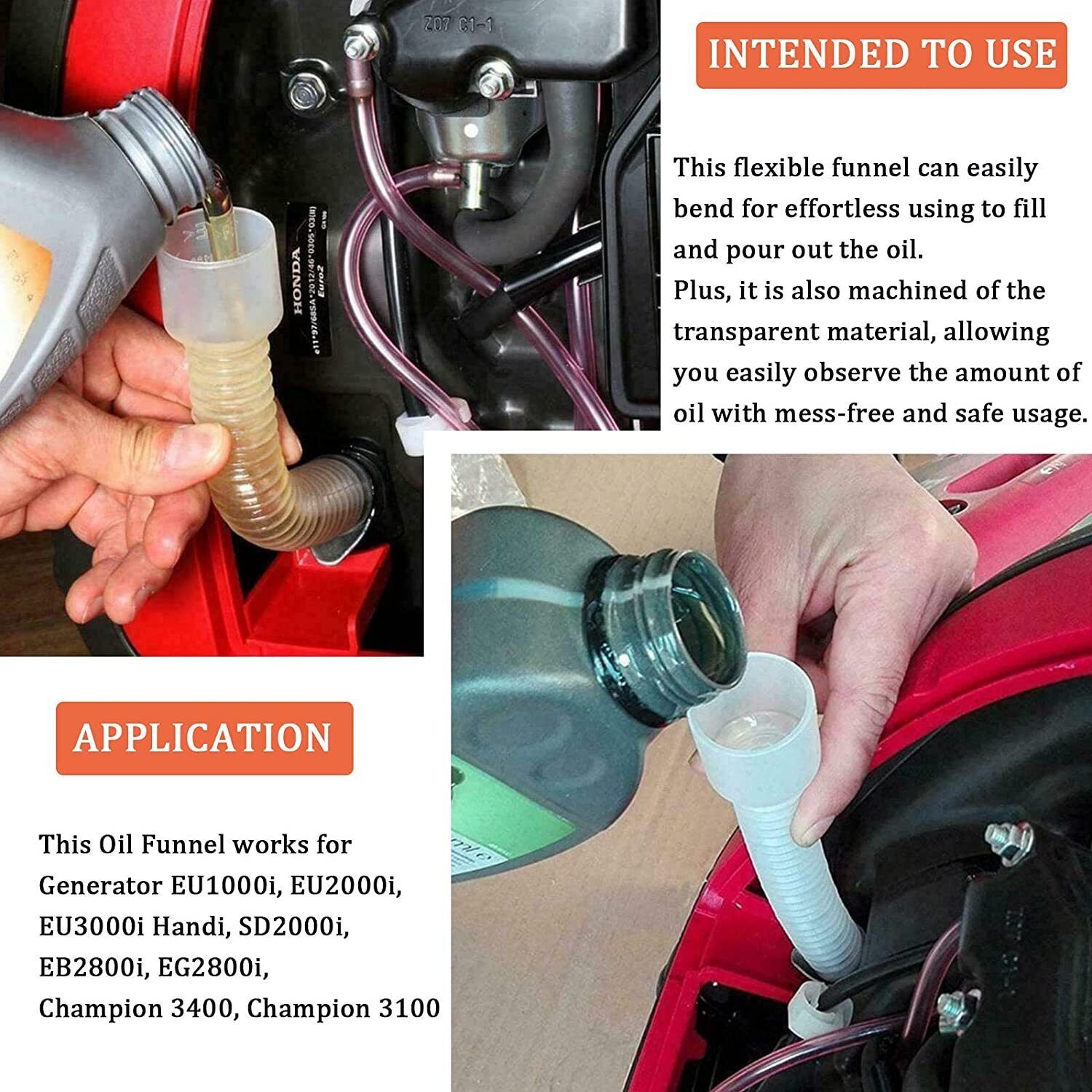 Portable Oil Change Funnel Refueling Pipe Plastic for Honda Generator EU1000i