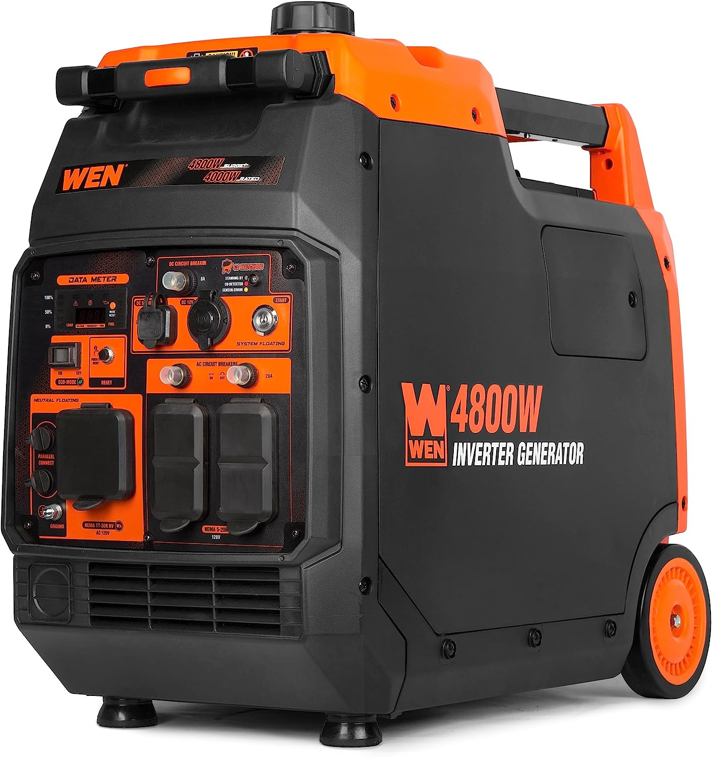 WEN 4,800-W Quiet Portable Gas Inverter Generator with Electric Start, CO Sensor