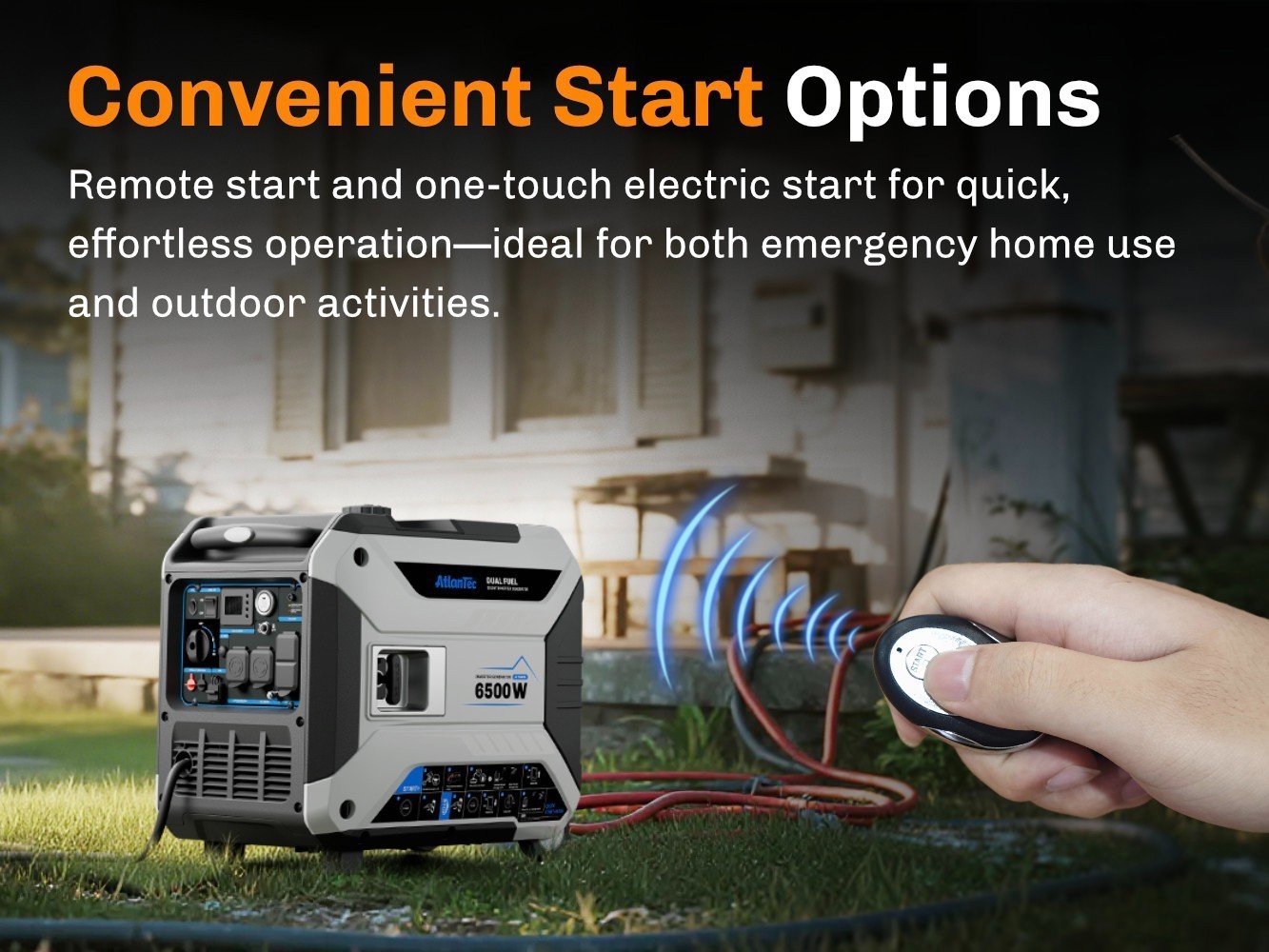 Quiet Portable 6500W Inverter Generator 4-Stroke 11L Remote Start For Jobsite