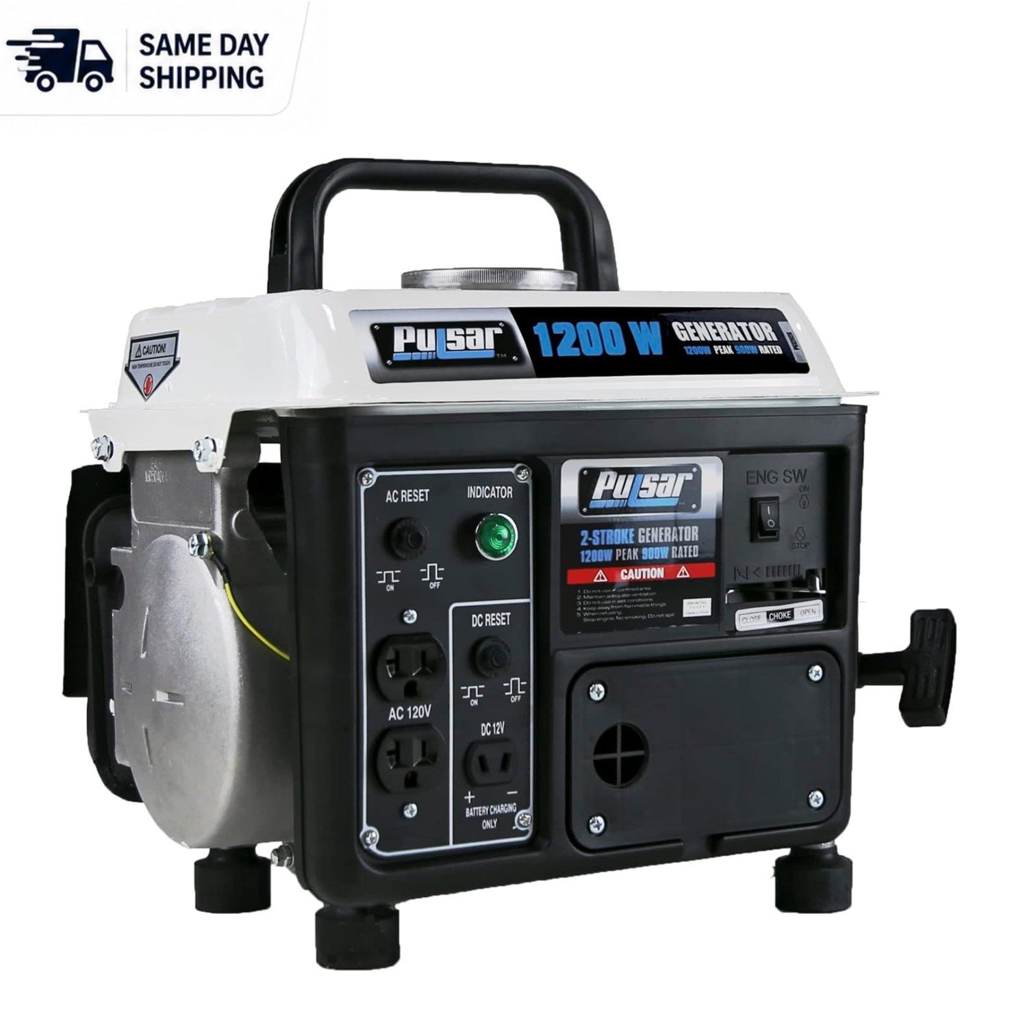 Portable 1,200 Peak Watts Generator with 5-Hour Runtime – Black/White Elegance