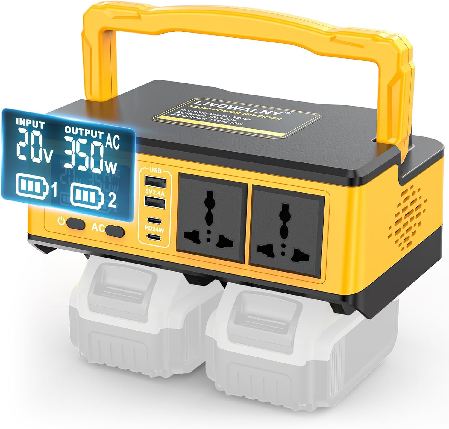 350W Power Station Compatible with Dewalt: Portable Generator DC 20V to AC 110-