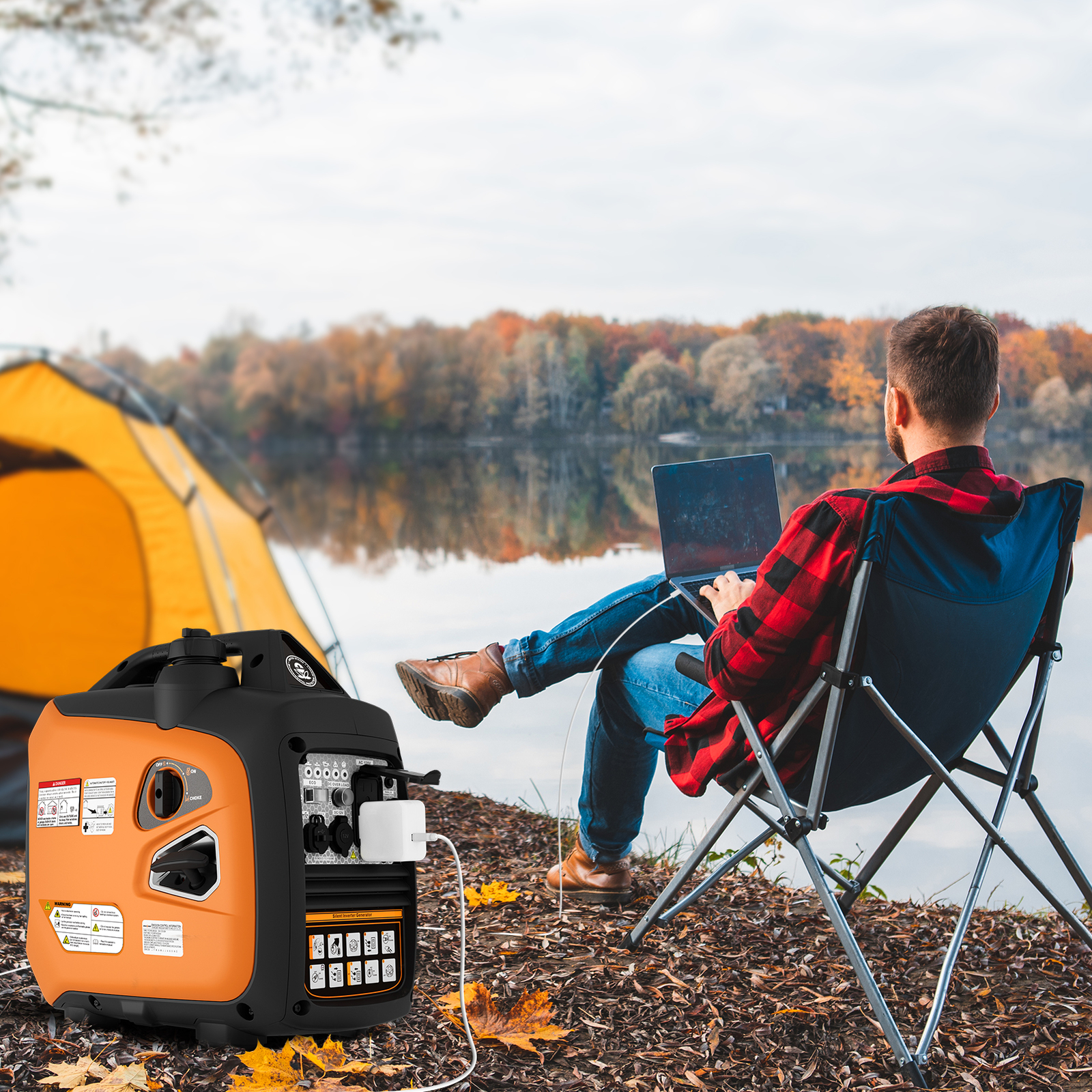 Efurden 2500W×2 Inverter Generator Gasoline Quiet Portable for Emergency Power