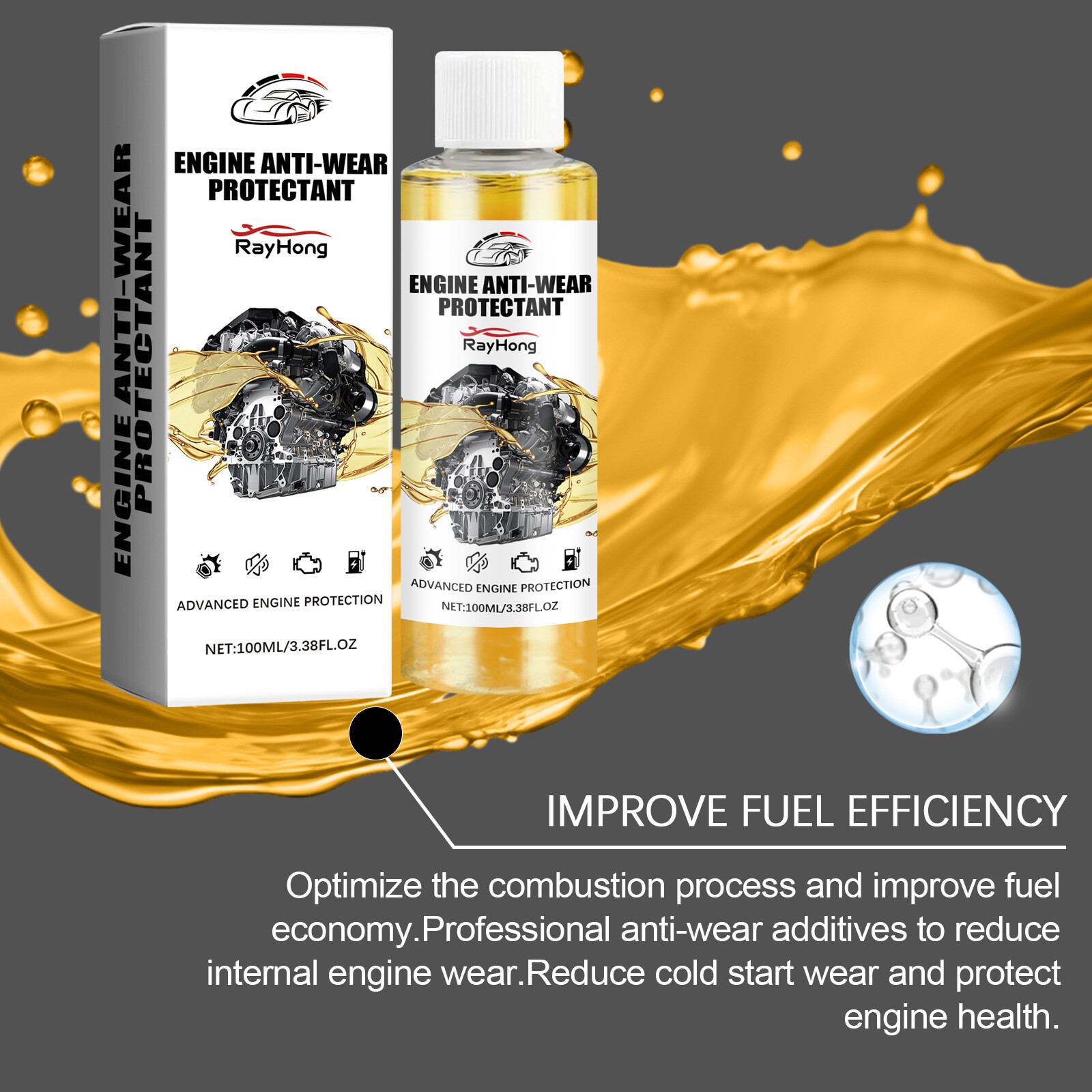 2Pcs Anti-Wear Engine Treatment Oil Additive Highly Effective Engine Protectant