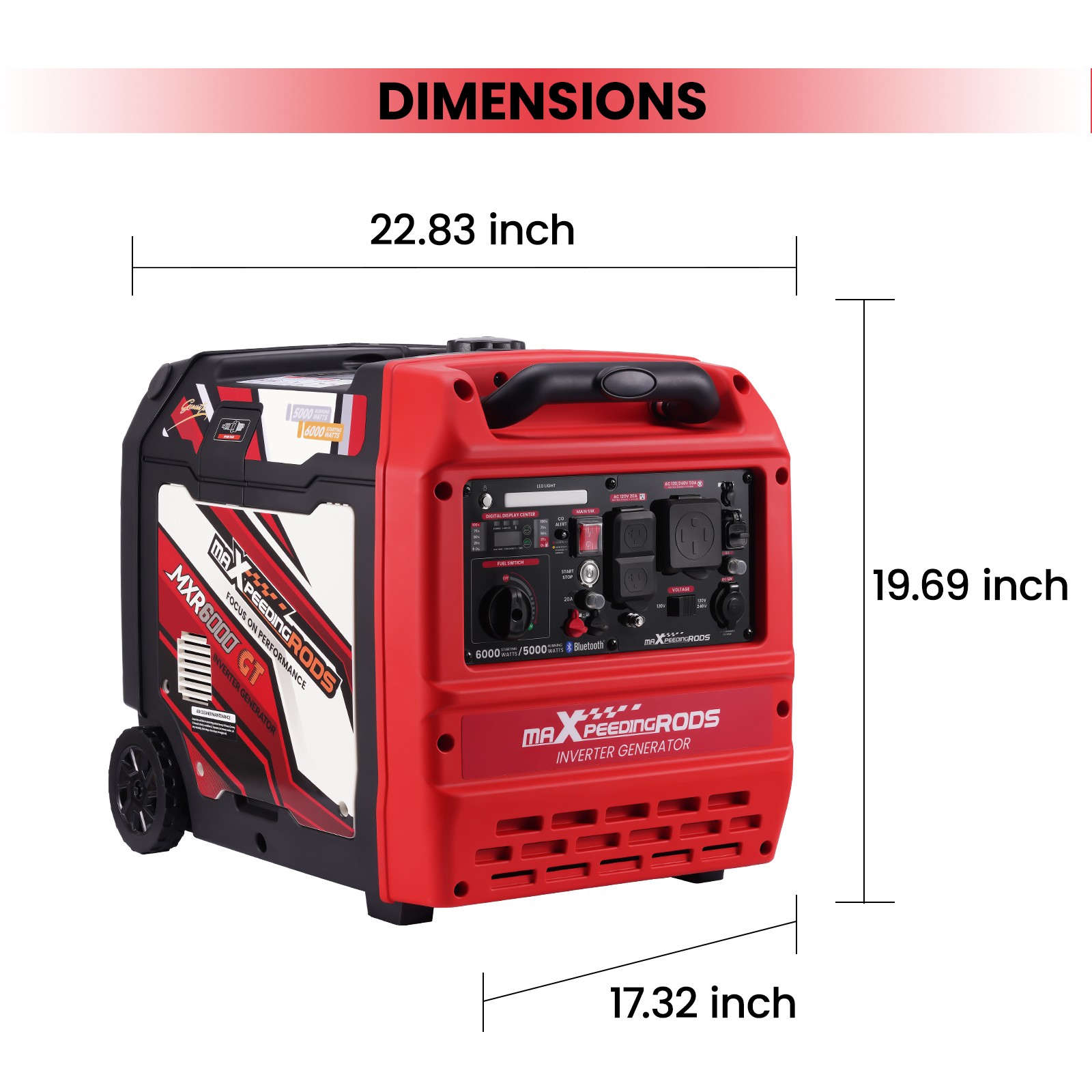Gasoline Inverter Generator 6000W with Easy Electric Start 120V/240V for Outdoor