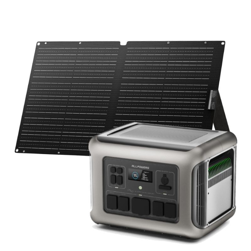 ALLPOWERS 2500W Portable Solar Generator Power Station 100W Foldable Solar Panel