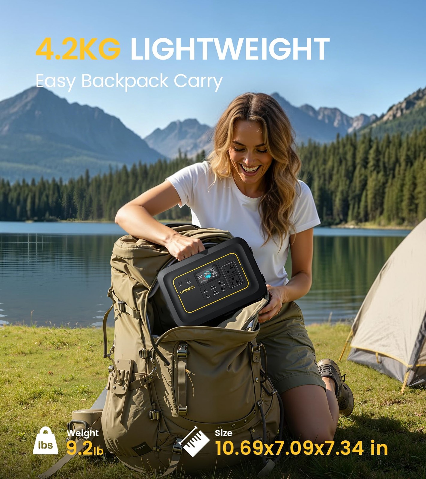 Lipower TP300V2 Portable Power Station, 296Wh Backup Battery with 296Wh, Grey