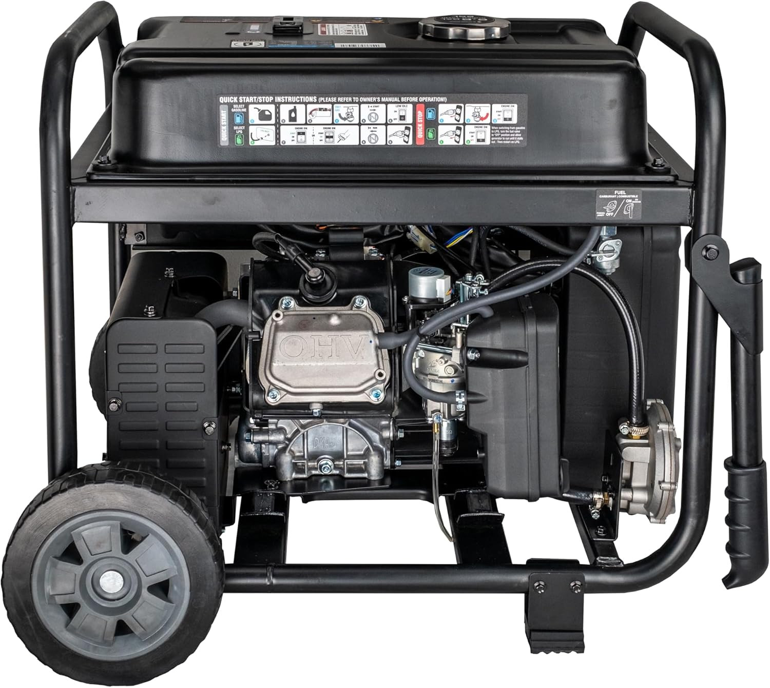 GD10KBN 10500W Dual Fuel Home Backup Portable Inverter Generator with Wheel Kit