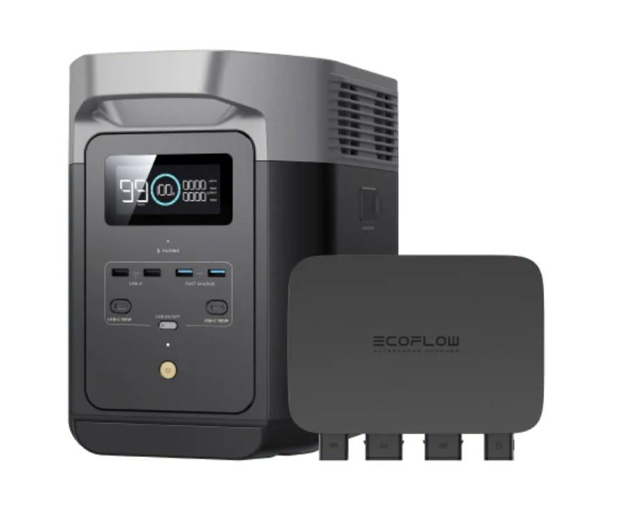 USED EcoFlow 2000W Power System Bundle w/ 800W Alternator Charger & 220W Solar