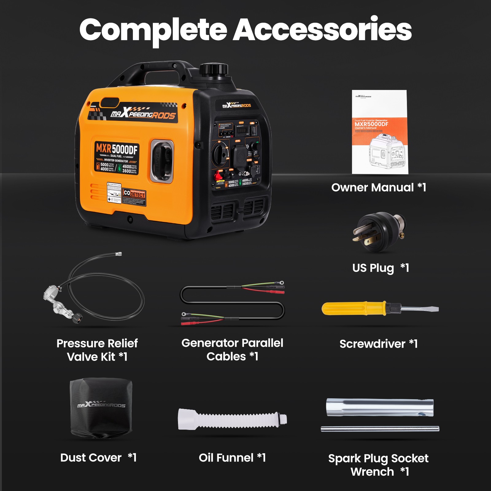 Dual Fuel 5KW Inverter Generator for Home Blackout with Low Oil LED Alert