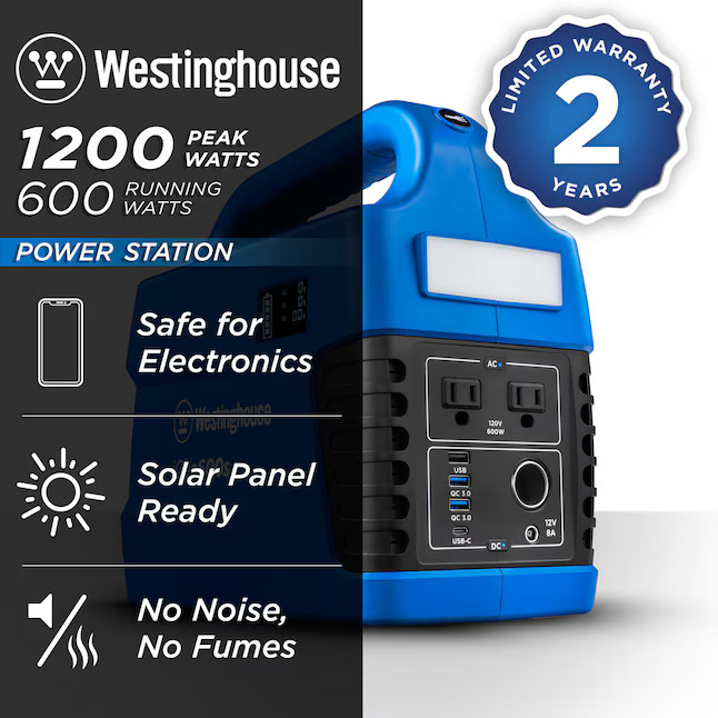 Westinghouse 600-Rated/1200-Peak Watt Camping/RV Power Station 600 -Watts Portab