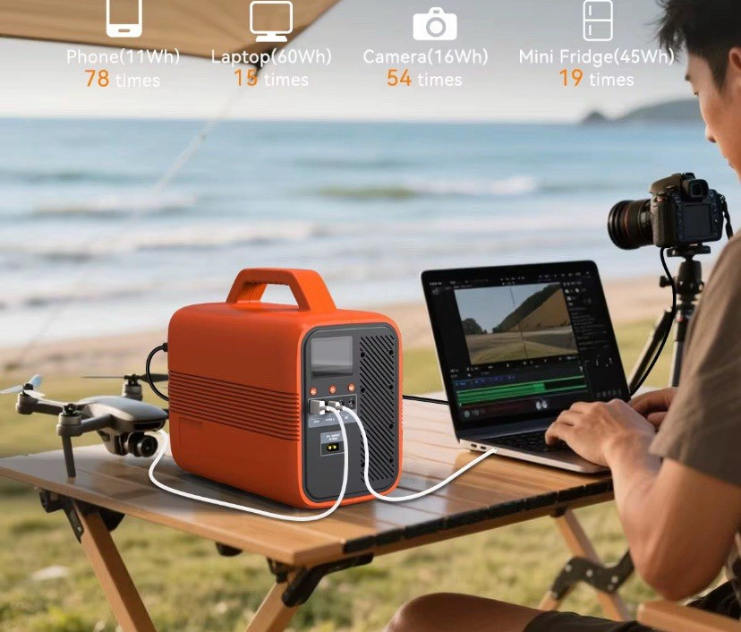 Portable Battery Power Generator Orange Black, USB Type-C AC DC, Recreation Home