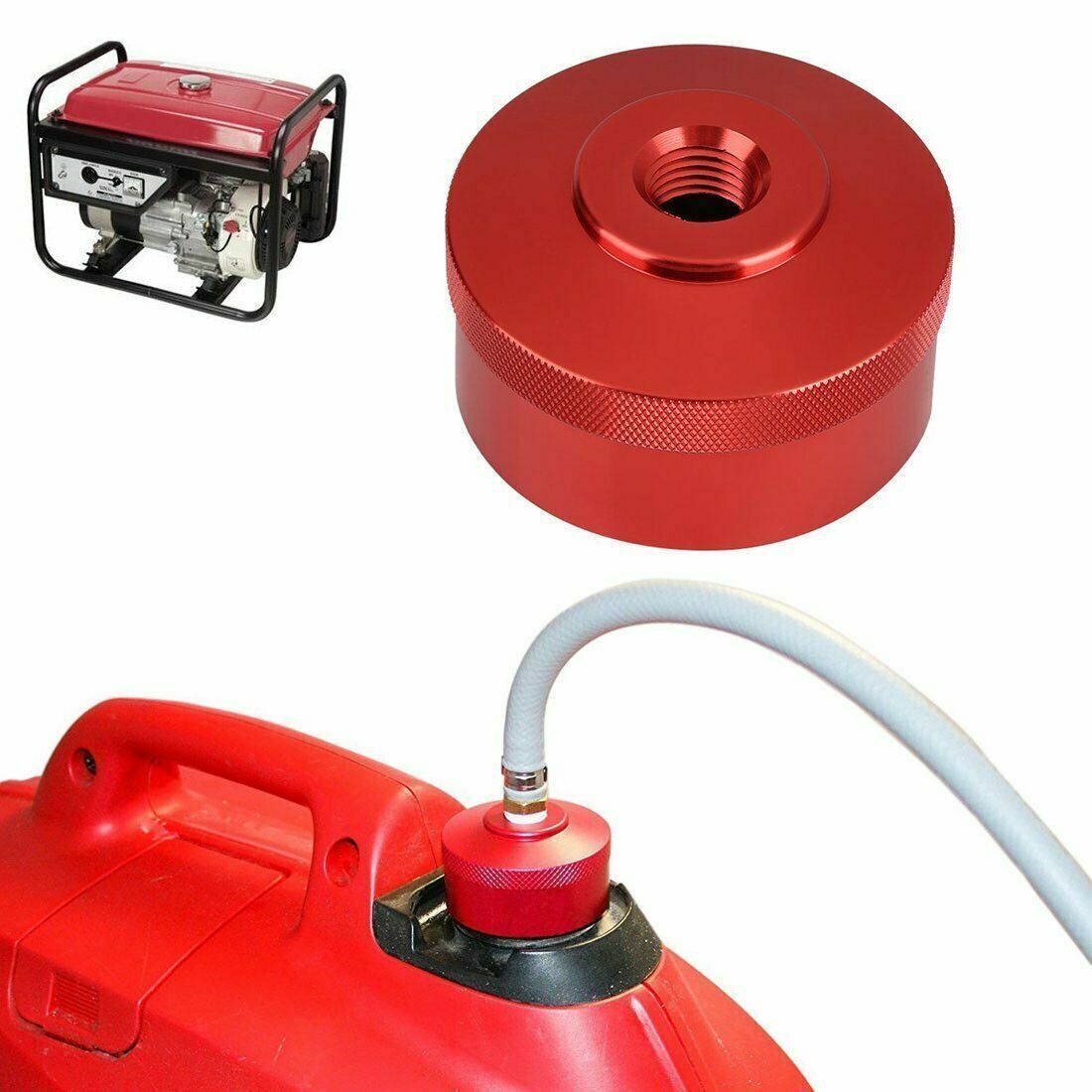 Extended Run Fuel Gas Cap Red For Honda Generator EU2000i EU2200i 1/4″NPT Line