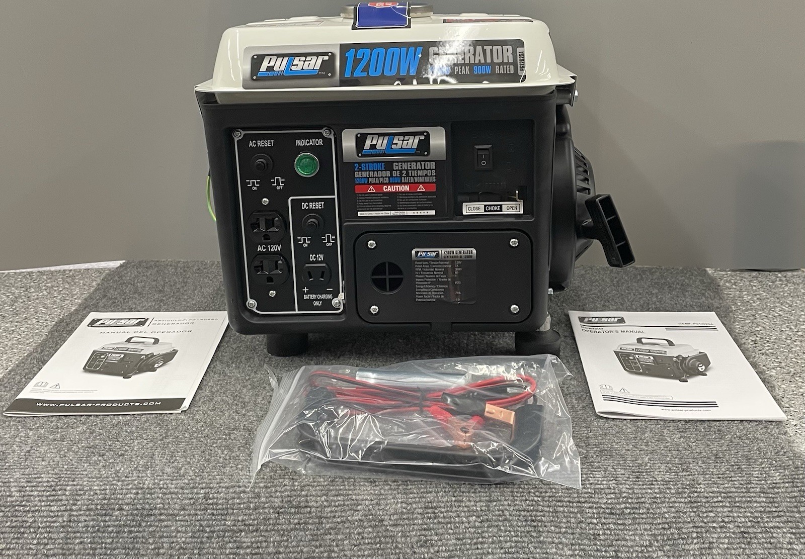 Pulsar 1,200W Carrying Handle, PG1202SA Gas-Powered Portable Generator, New/Open