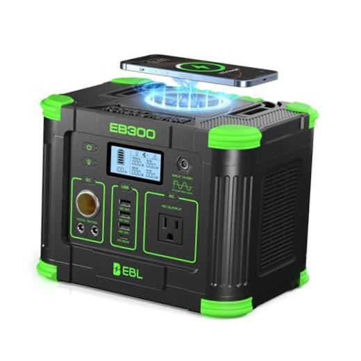 Portable Power Station 300W 288.6Wh Solar Generator with 330W AC Outlet, Green