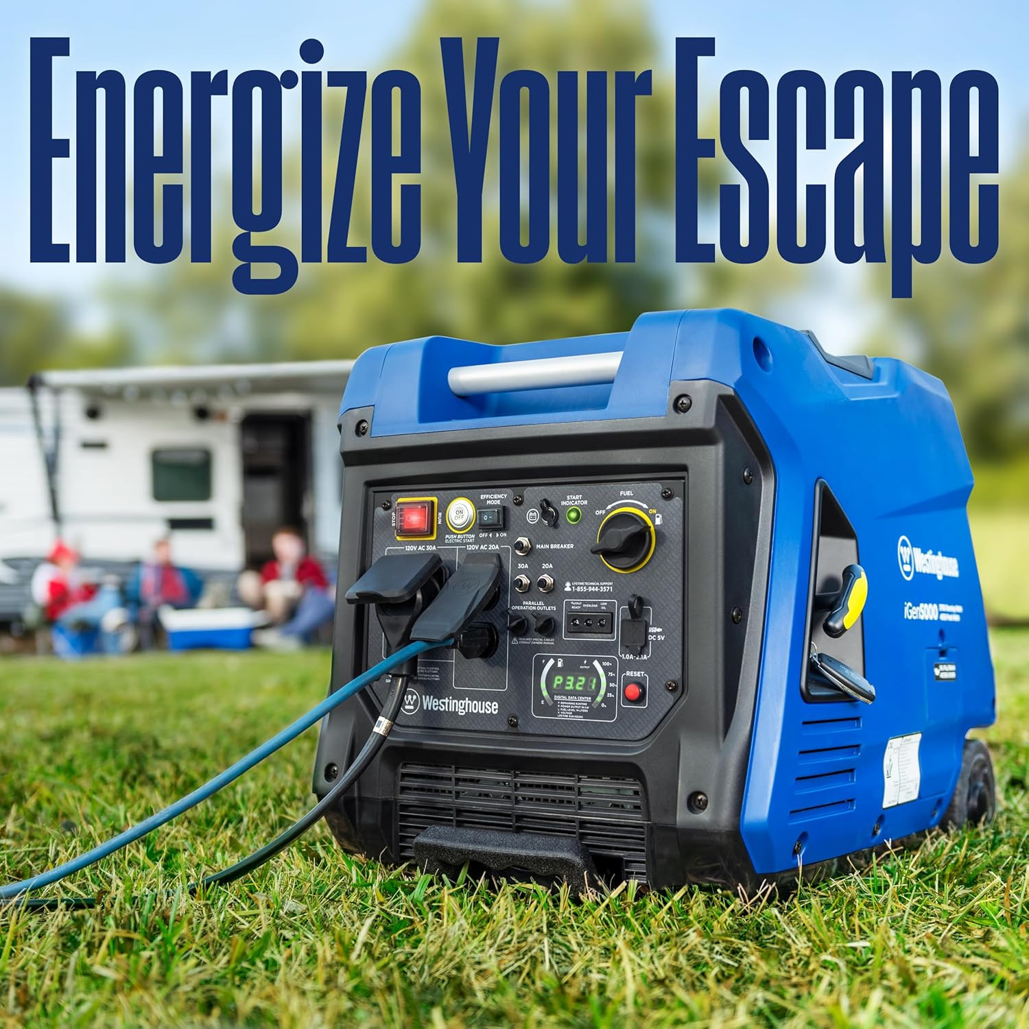5000 Peak Watt Super Quiet Portable Inverter Generator, Remote Electric Start wi