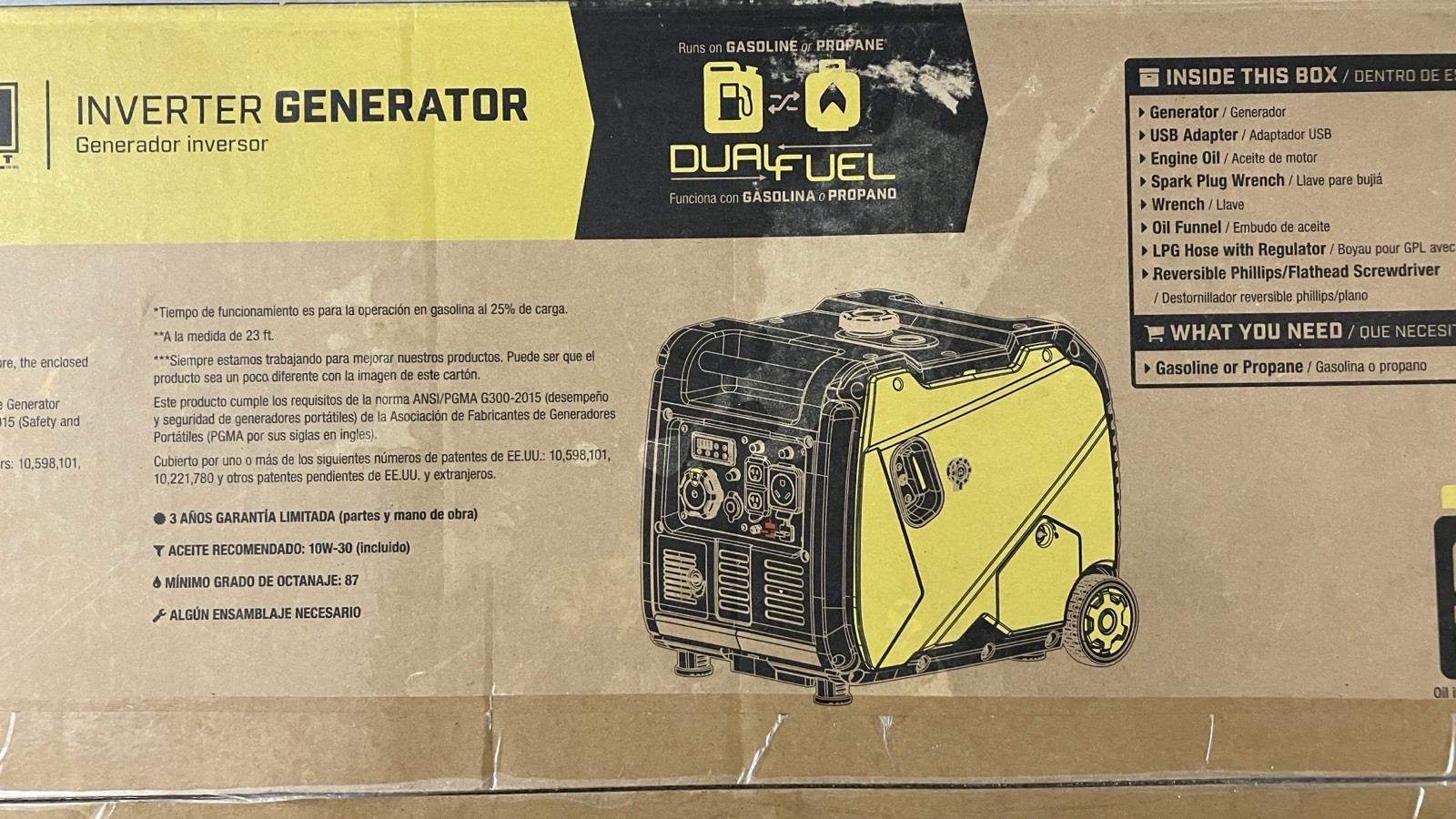 Champion 4500/3500 #200988 Dual Fuel Inverter Generator Parallel Read