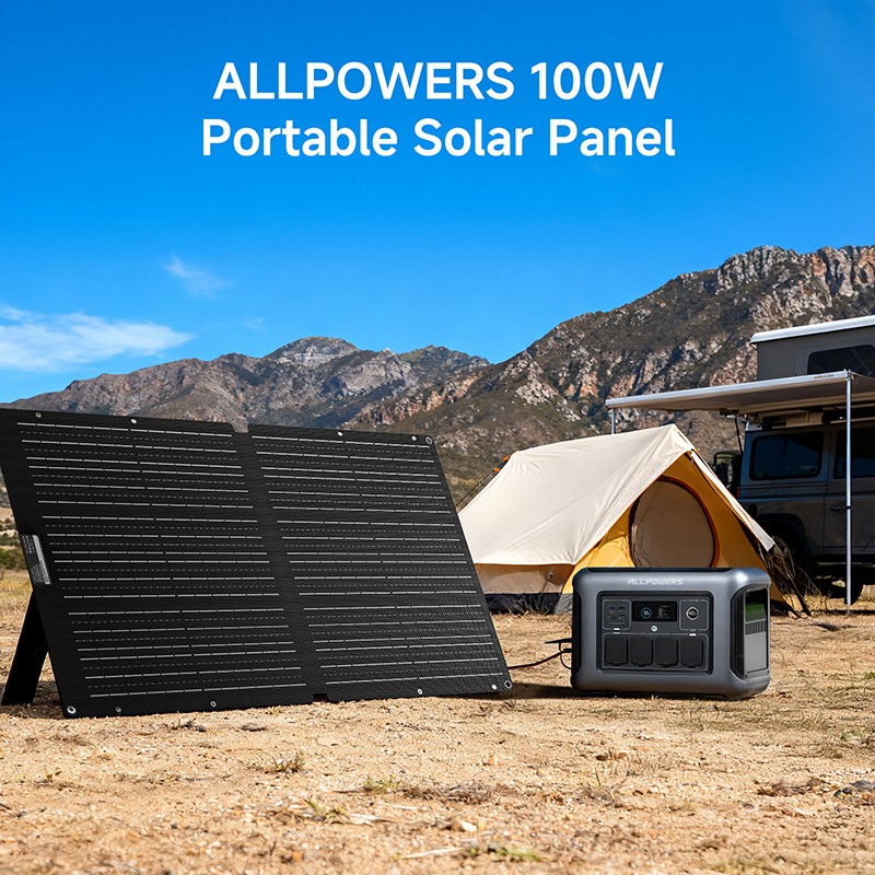 ALLPOWERS 100W portable foldable solar panel with output for outdoors
