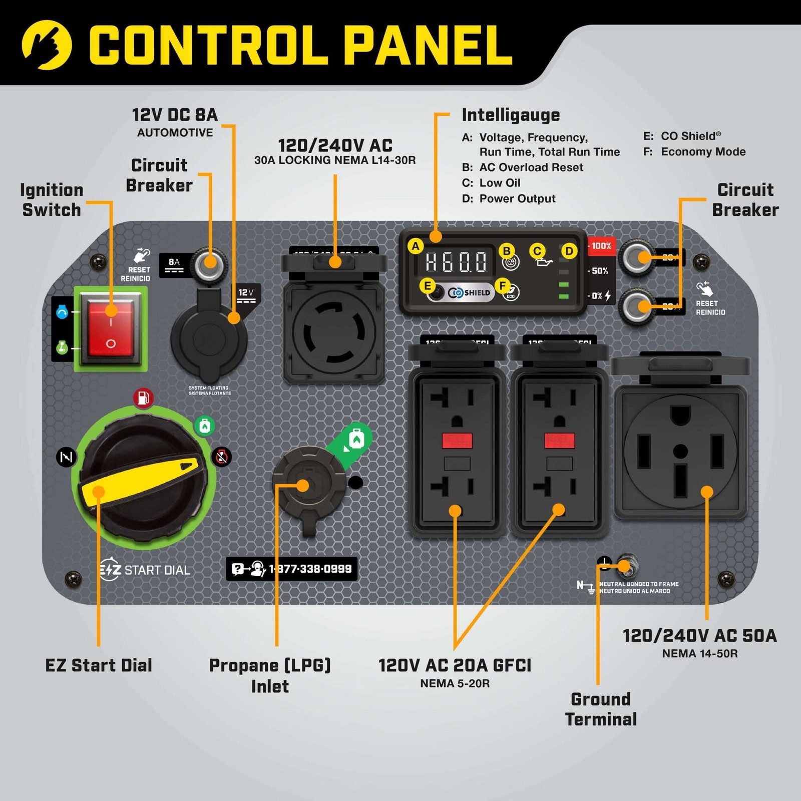 Champion Power Equipment, 8500/7000w Dual Fuel Inverter Generator Ele Start,