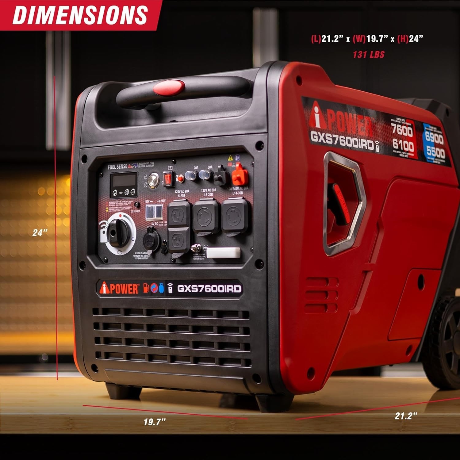 A-iPower GXS7600iRD – Dual Fuel, Remote Start Inverter Generator