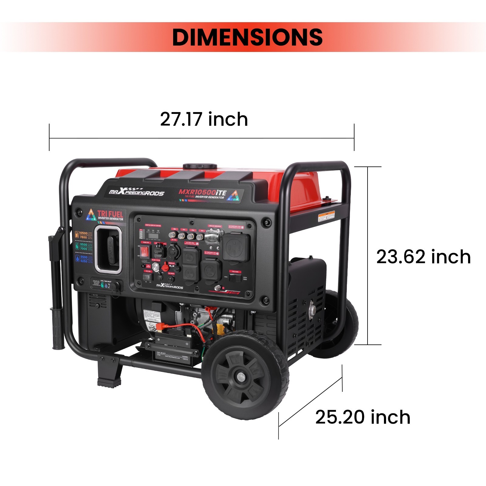 10500 Watt TriFuel Inverter Generator Electric Start Home Backup LP GAS Propane