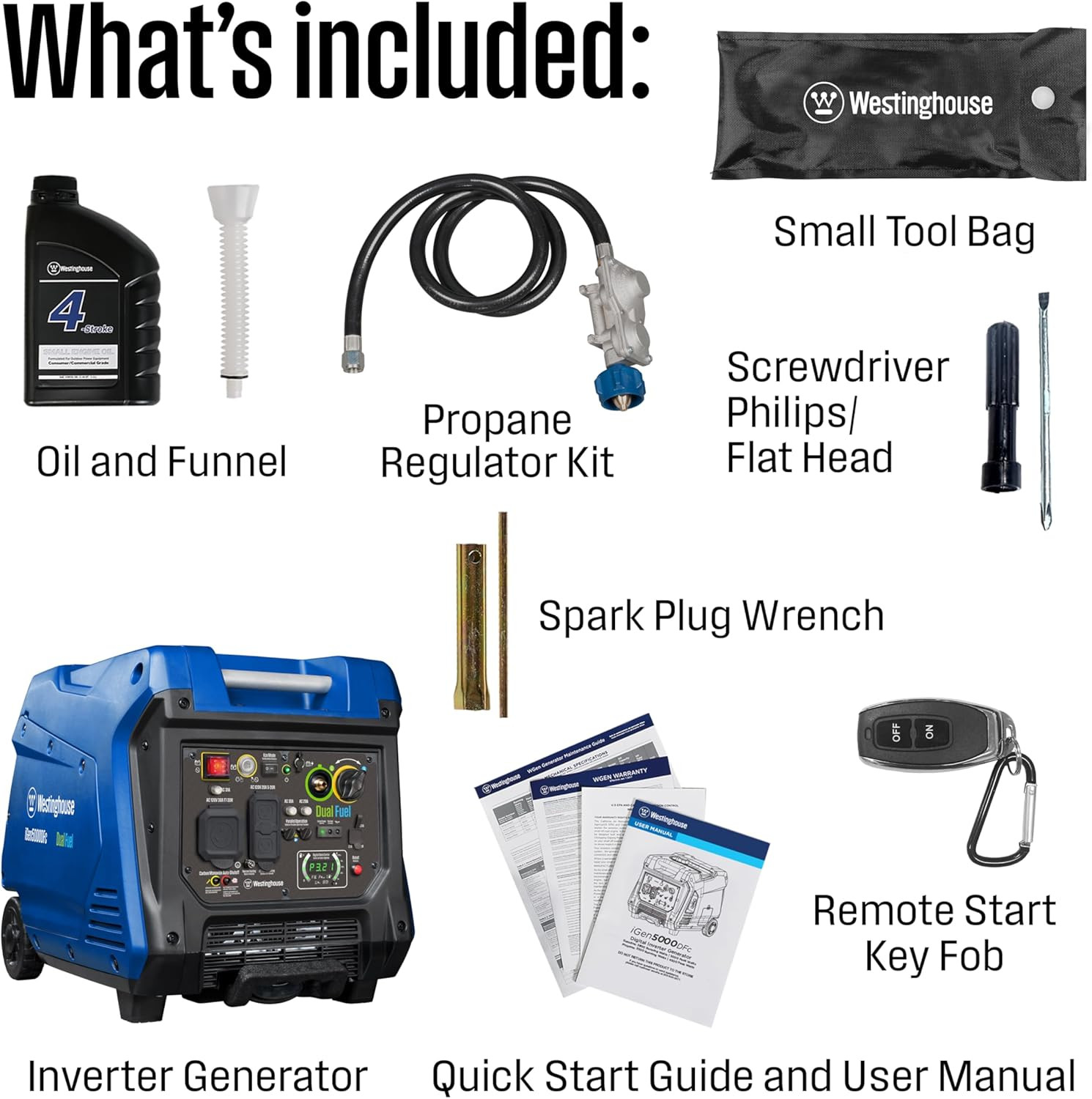 Westinghouse 5000 Peak Watt Super Quiet Dual Fuel Portable Inverter Generator, R