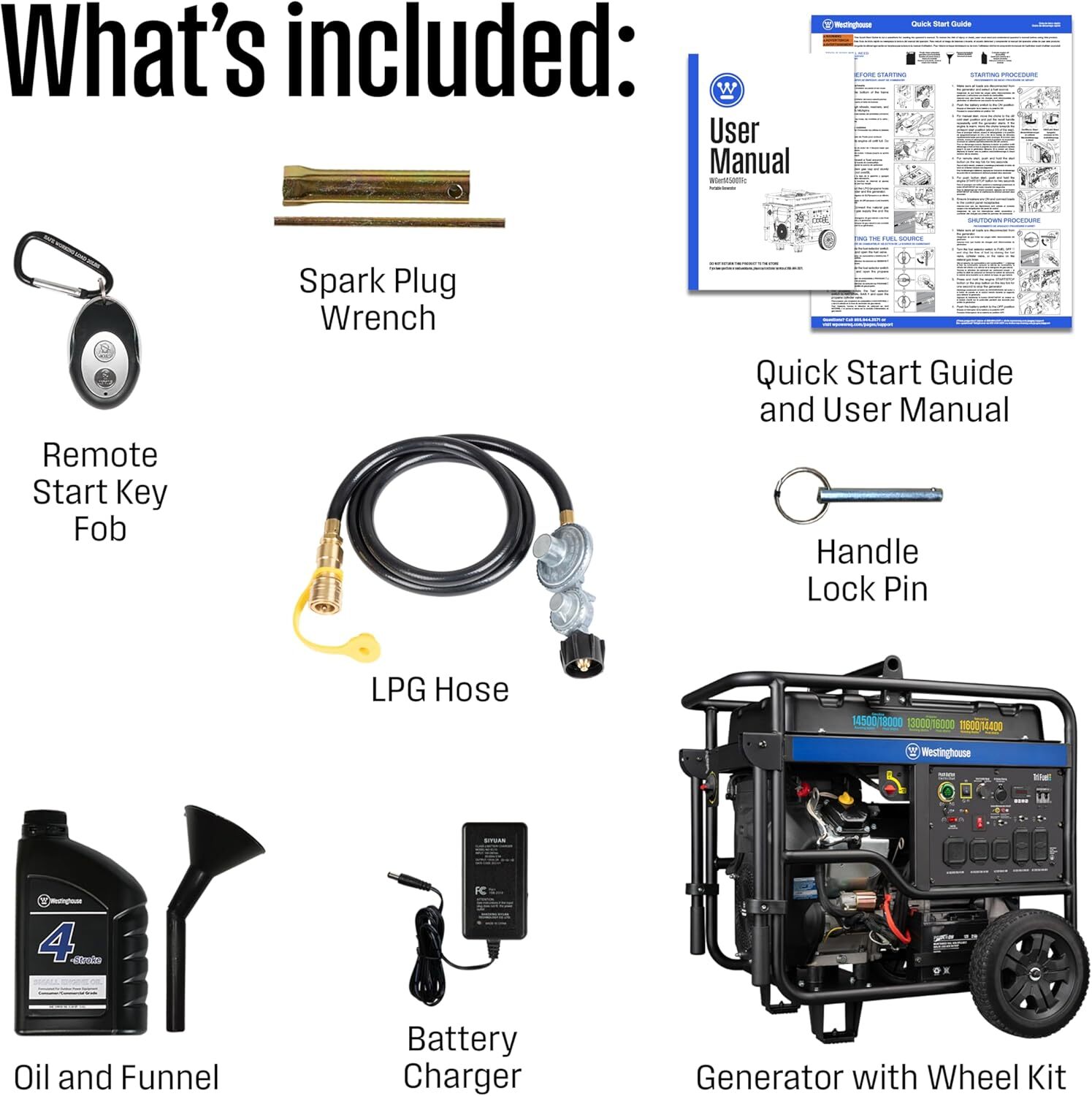 Westinghouse 18,000-W Portable Tri-Fuel Home Backup Generator with Remote Start