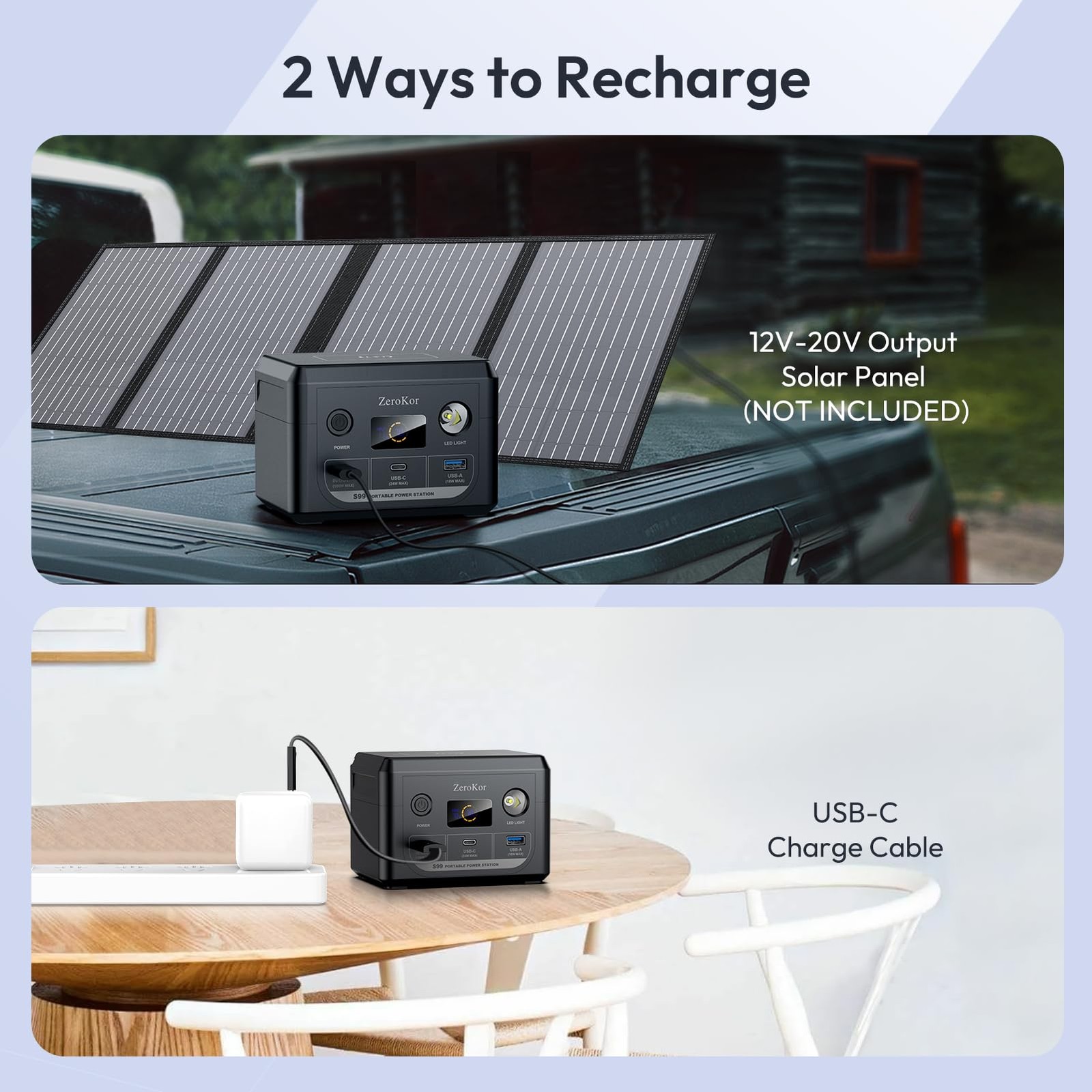 100W Portable Power Station, 96Wh Small Generator 30000mAh LiFePO4 Dark Grey
