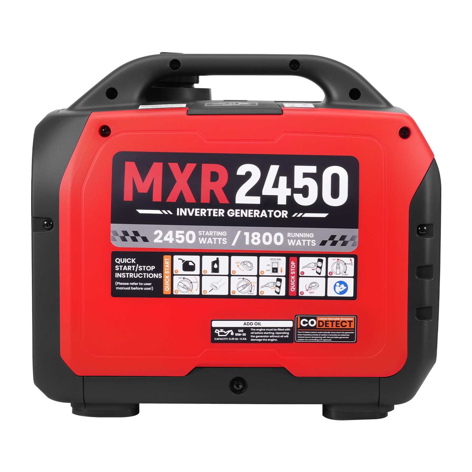 Quiet Portable Generator 2450W Peak – 2x USB Charge Phones & Cameras Off-Grid