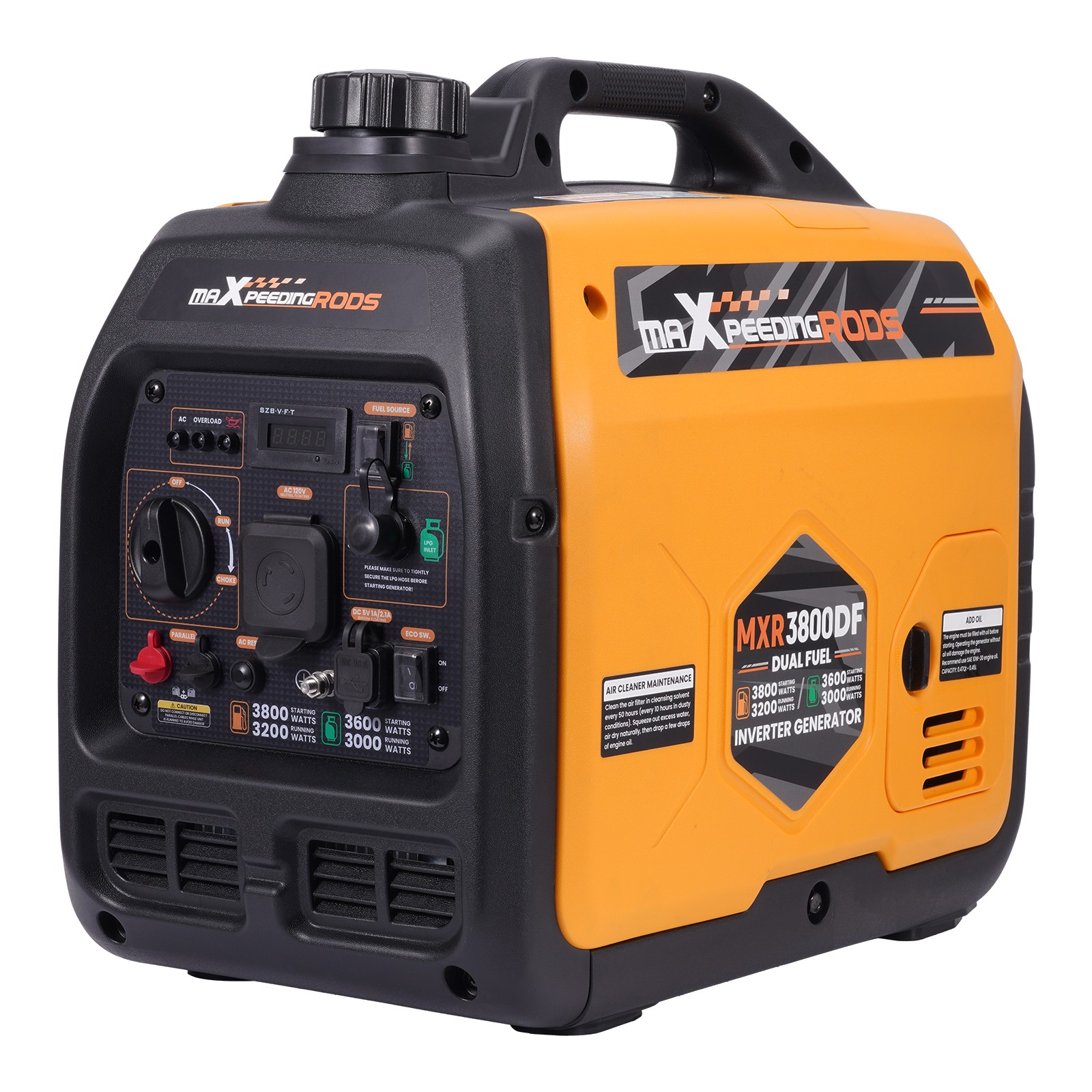 3800W Dual Fuel Inverter Generator 20h Propane Runtime for Long RV Trips