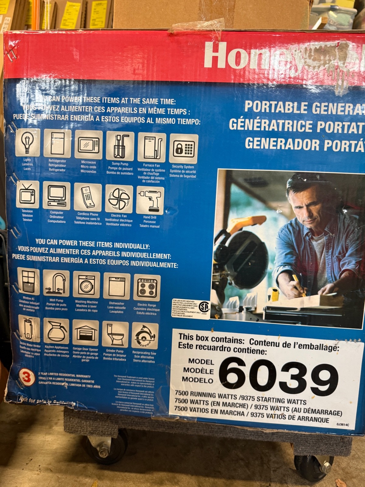 Generator Honeywell 7500W NEW Sealed Box w/Gen/Tran 3026 Tran Switch Kit