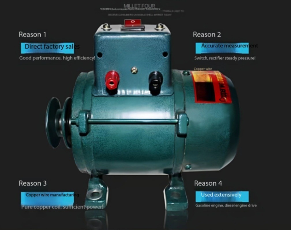 Permanent Magnet Brushless Generator with Voltage Regulator, Pure Copper Winding