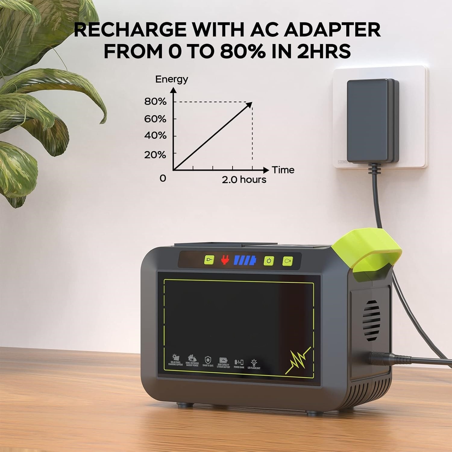 Estación De Energía Portátil 88Wh Generador Solar Batería Litio Para Camping NEW