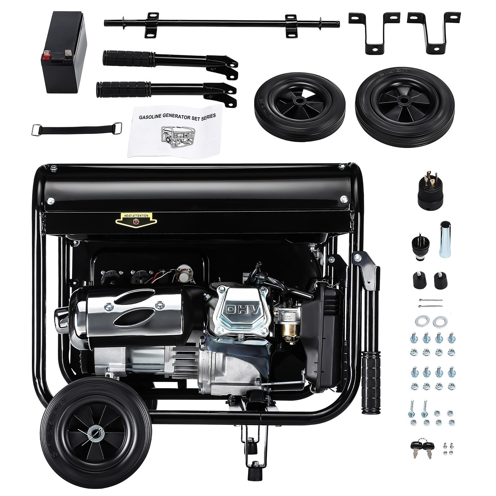 3KW Gas Inverter Generator 215cc OHV Engine 110V+220V Dual Volt Overload Protect