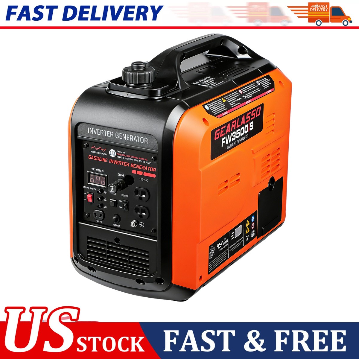5000W Portable Inverter Generator Gas Powered Quiet for Home Electric Start