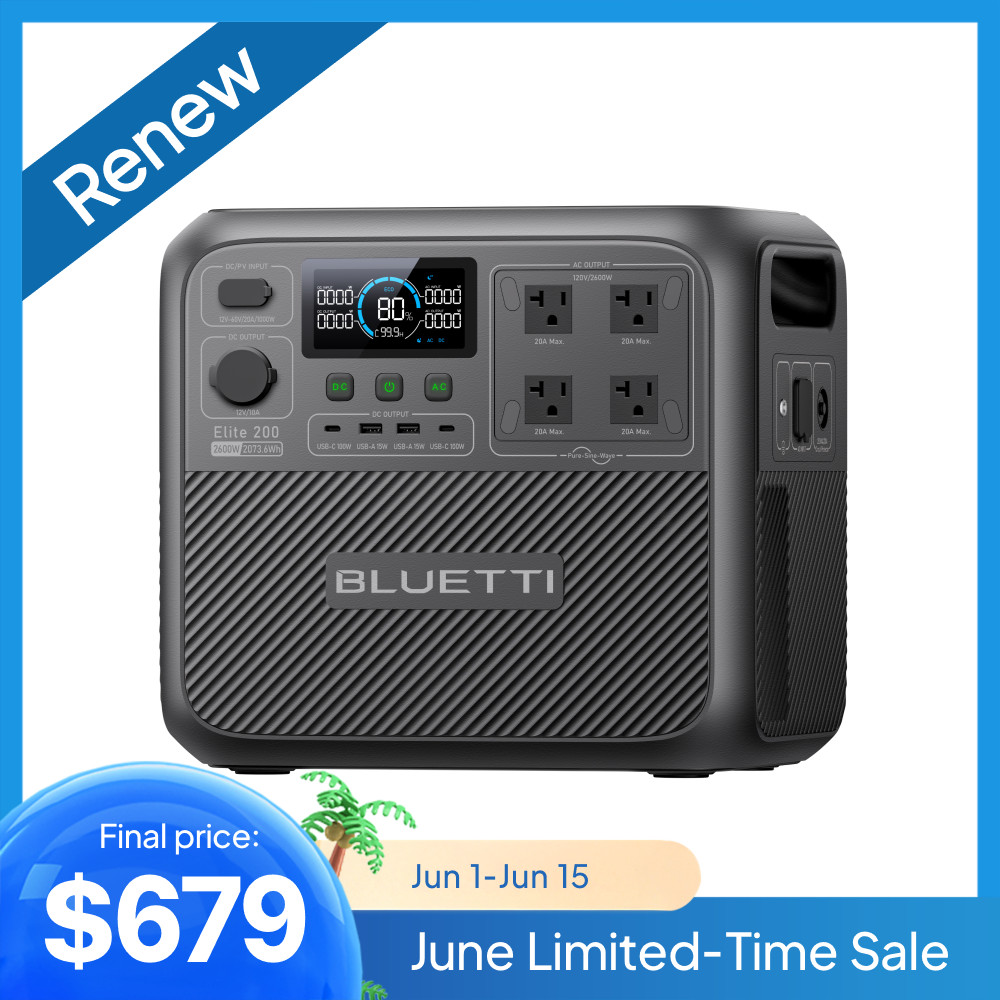 BLUETTI Elite 200 V2 2073Wh Portable Power Station Certified Refurbished