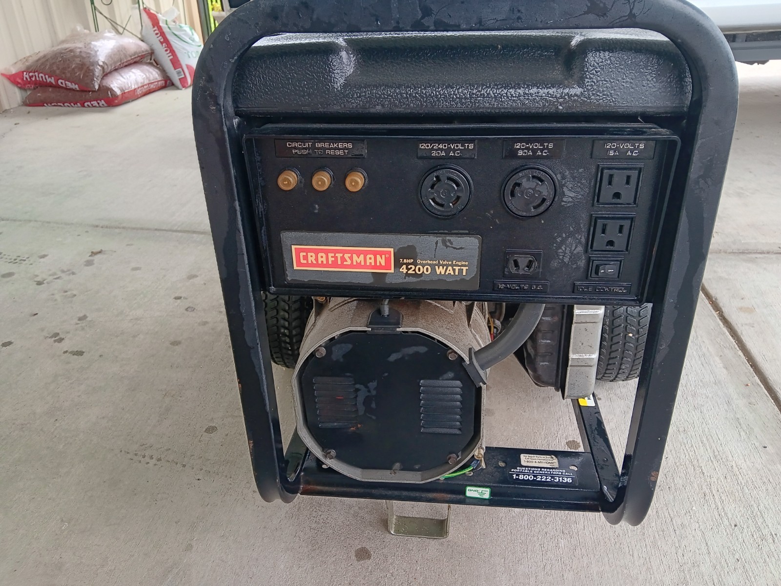 Craftsman 7.8 hp 4200 Watt overhead Valve, generator, Dolly style, Recoil start