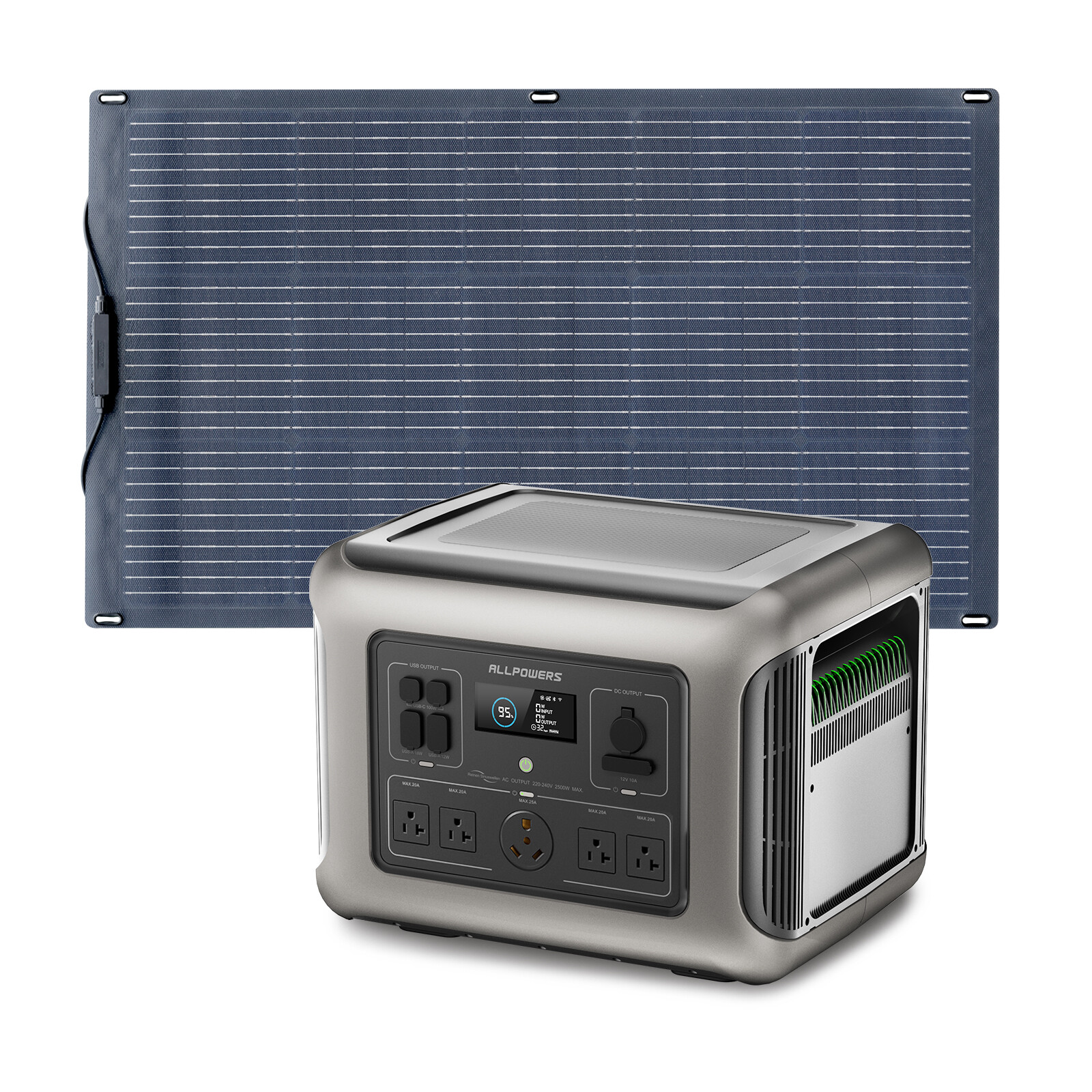 ALLPOWERS 200W Mono Flexible Solar Panel & 2500W LiFePO4 Portable Power Station