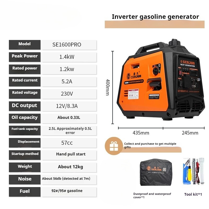 Silent Inverter Generator Set 220V Gasoline Home Outdoor Stall Camping Portable
