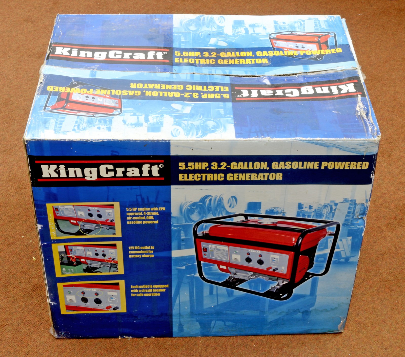 KingCraft 6915 5.5HP 3.2 Gallon Gasoline Electric Generator BNIB 2200 Watt