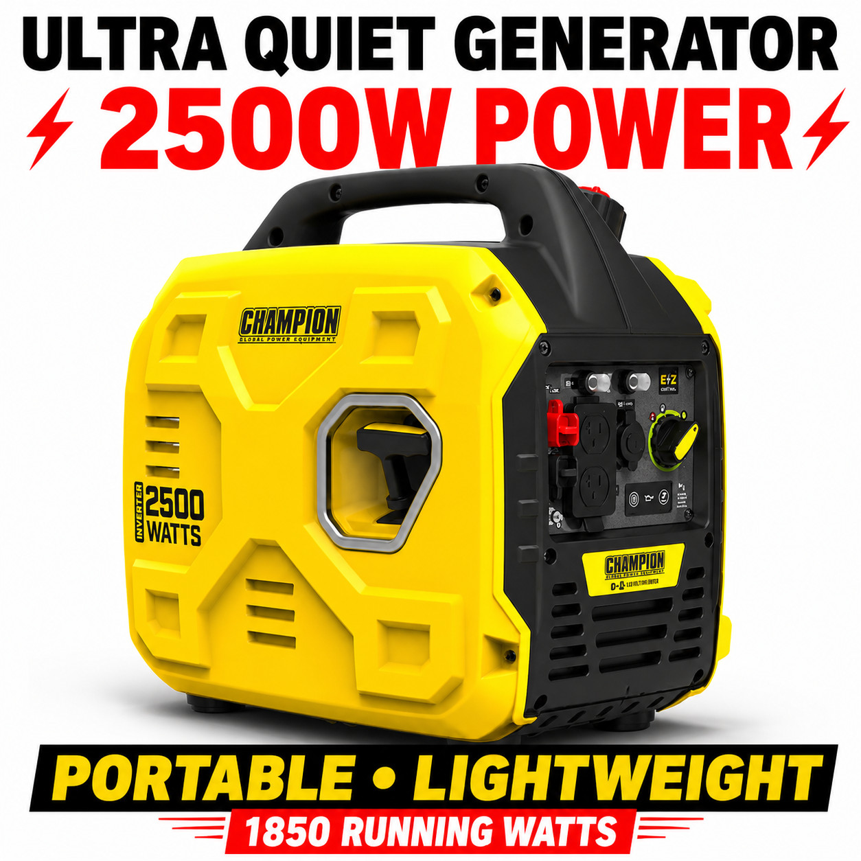 Champion 2500W Inverter Generator 1850 Running Quiet Portable 120V Gas