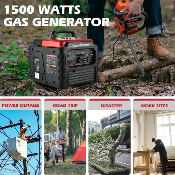 PowerSmart 1500 Watt Portable Gas Power Generator for Outdoor Camping and Home U