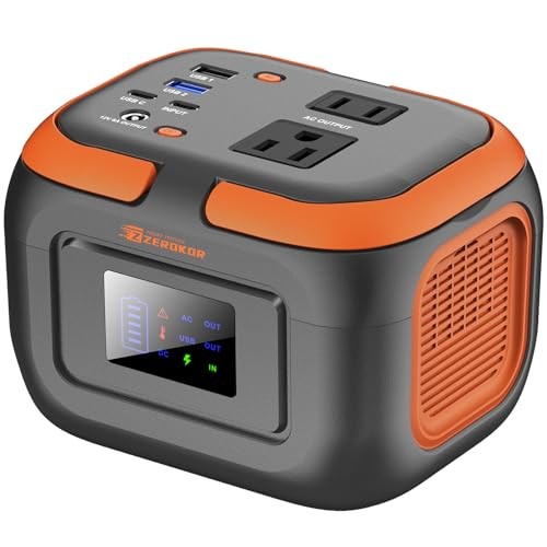 Portable Power Station 120W, Power Bank with AC Outlet, Portable Grey Orange